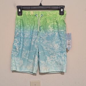 Cat & Jack green and blue swim shorts NWT size 6/7